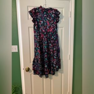 Floral multicolor dress with flutter sleeves, size M, Pinch brand